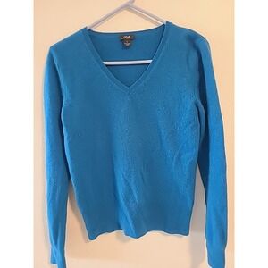 Prive 100% Cashmere Sweater Blue Womens Large V Neck